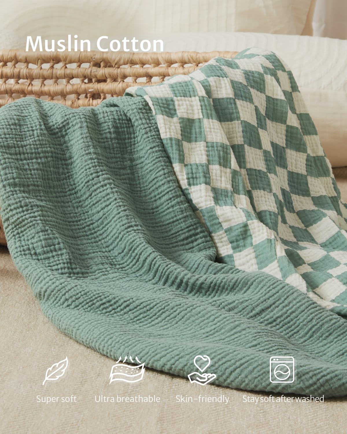 Blissful Diary sage green crib sheet supports restful sleep with soft weave.