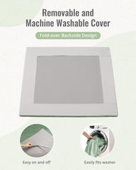 Blissful Diary sage-green mat with washable cover facilitates quick cleanup after messes