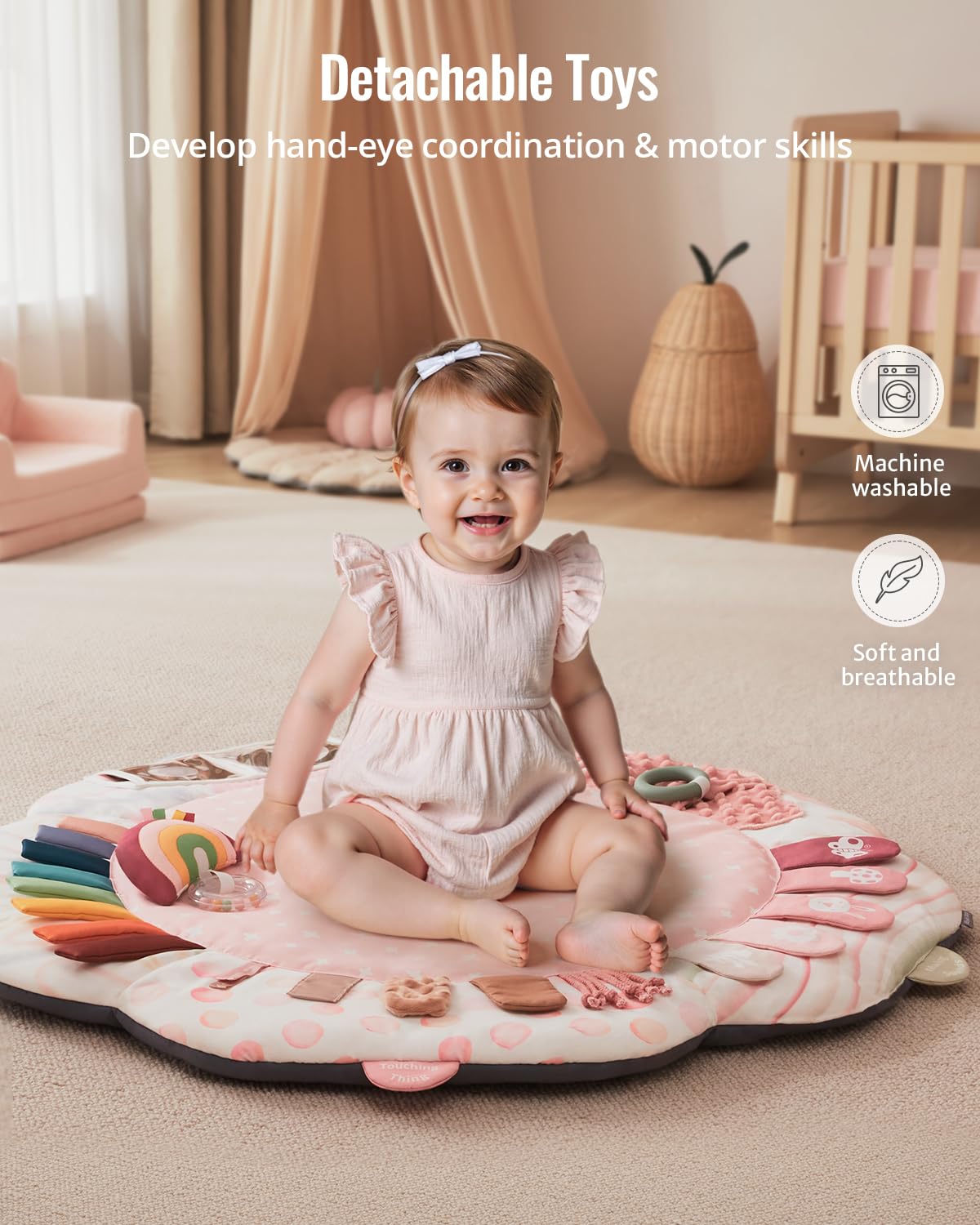 Blissful Diary star toy encourages reaching and tactile exploration.