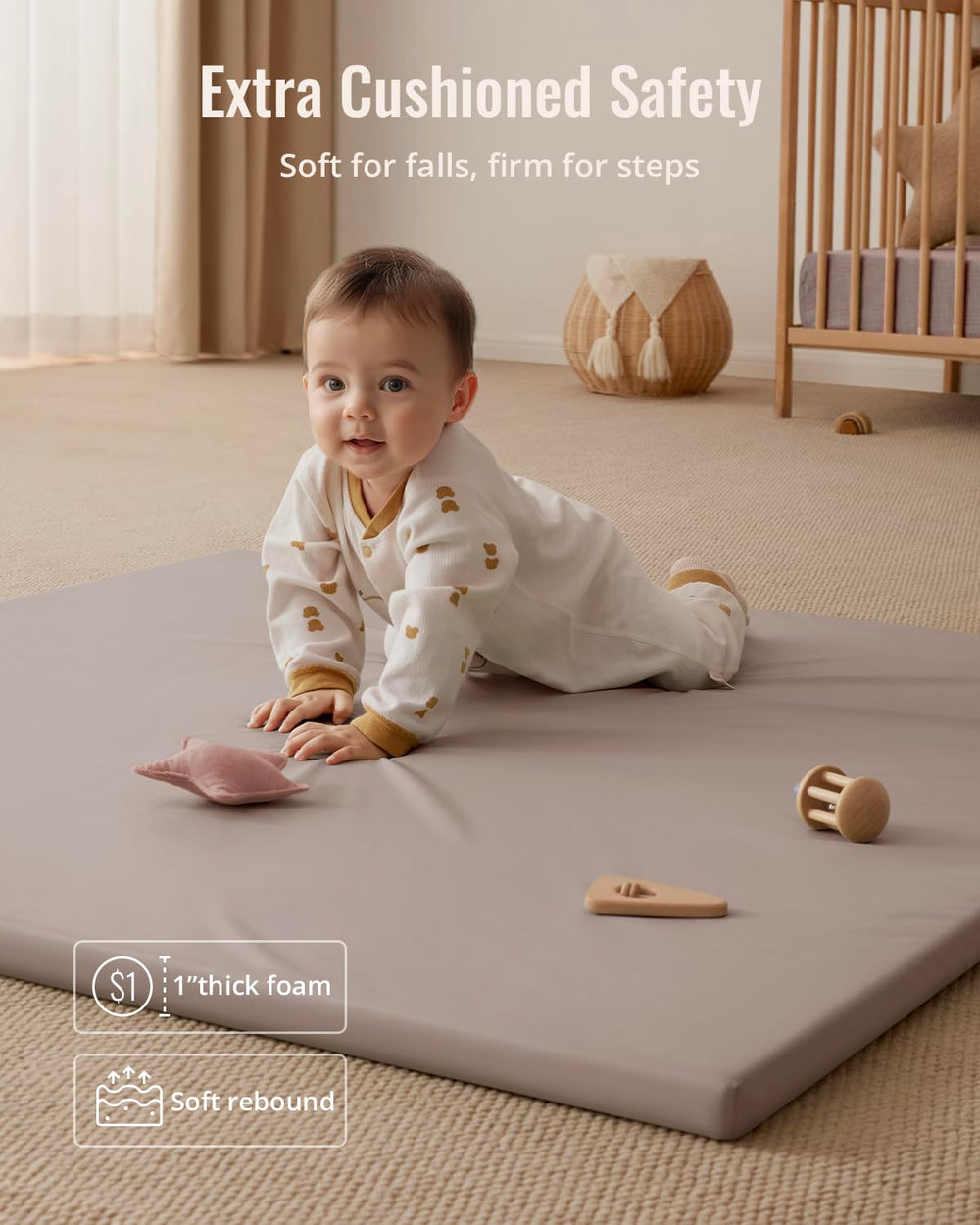 Taupe color Blissful Diary mat enhances calm room decor