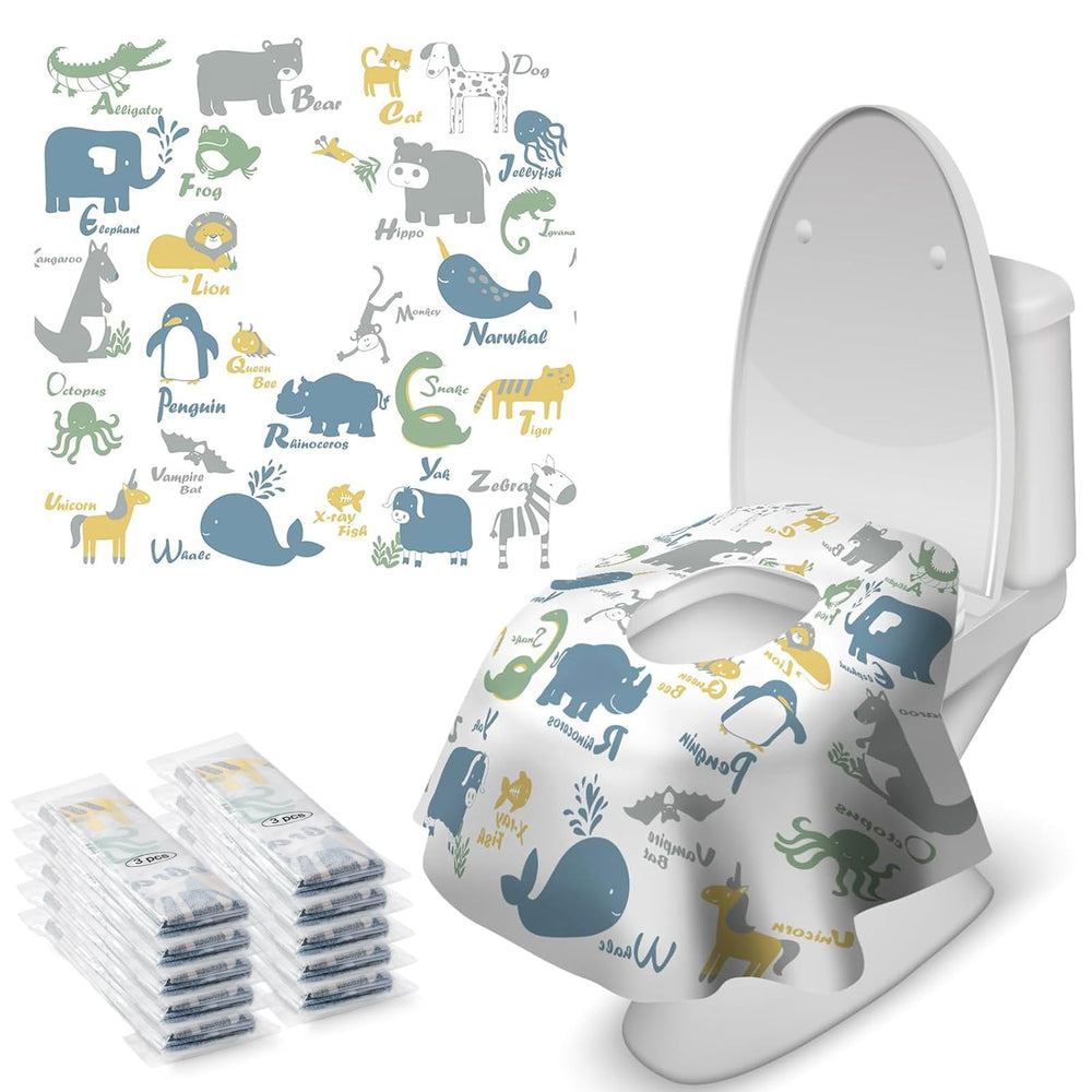 Blissful Diary extra-large toilet seat cover on a toilet for full seat protection.