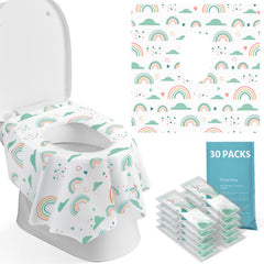 Blissful Diary travel-pack toilet seat cover on a public toilet for quick protection