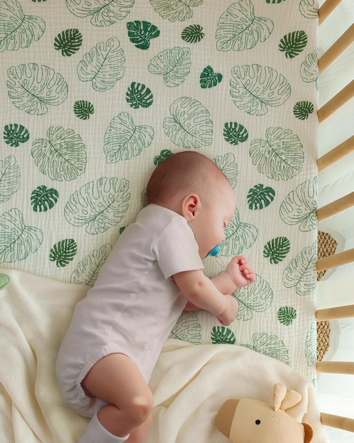 Two-pack Blissful Diary crib sheets laid out for easy rotation