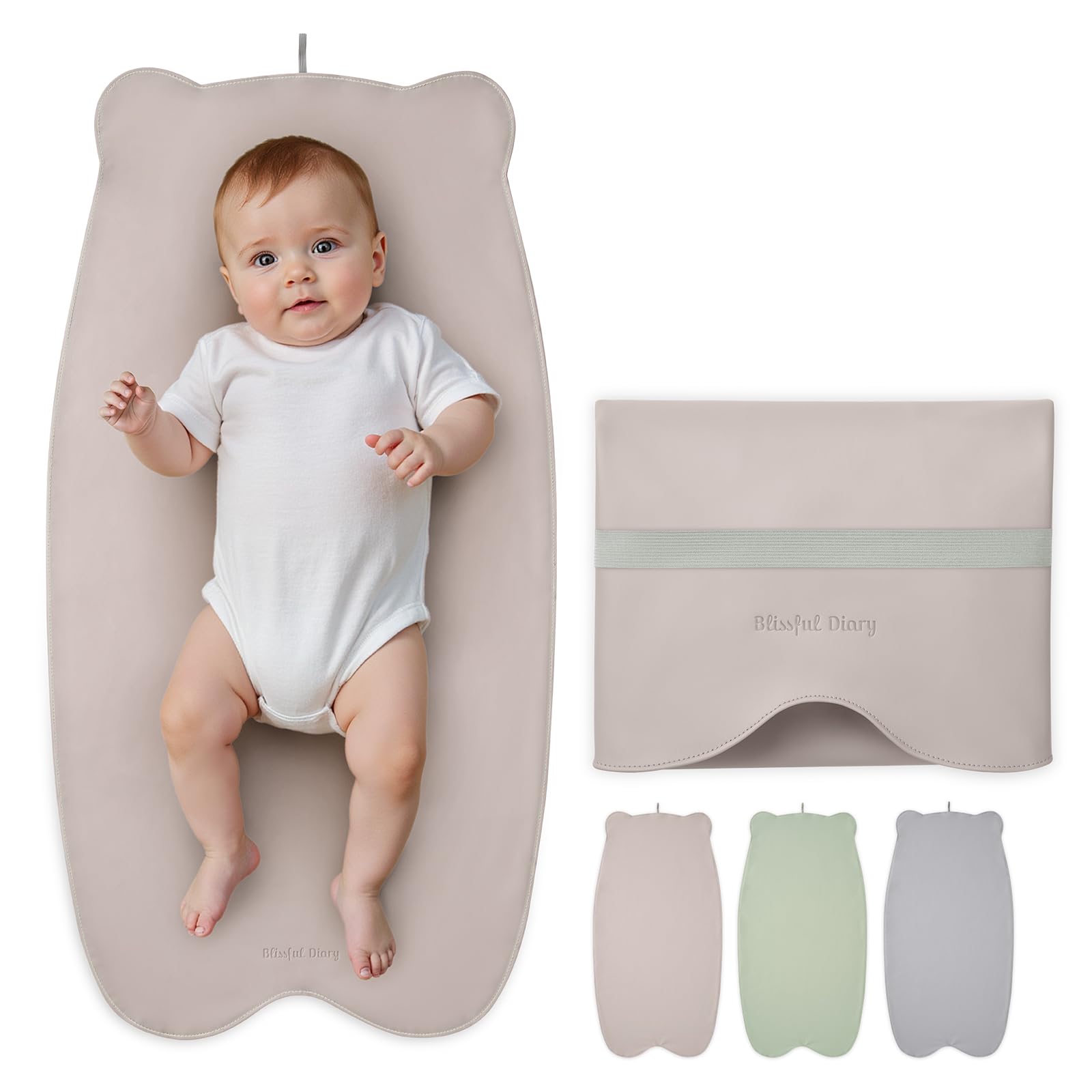 Blissful Diary vegan leather changing pad with waterproof surface for quick cleanups.