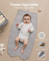 Blissful Diary vegan leather changing pad surface that wipes clean easily