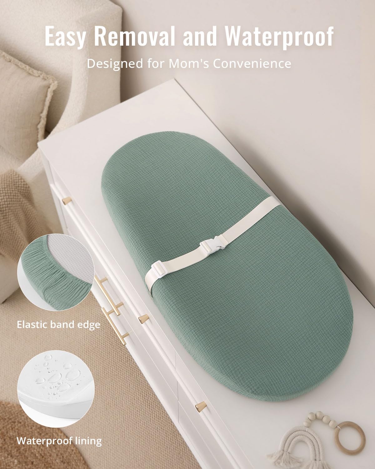 Blissful Diary waterproof liner enabling easy wipe-clean diaper changes.