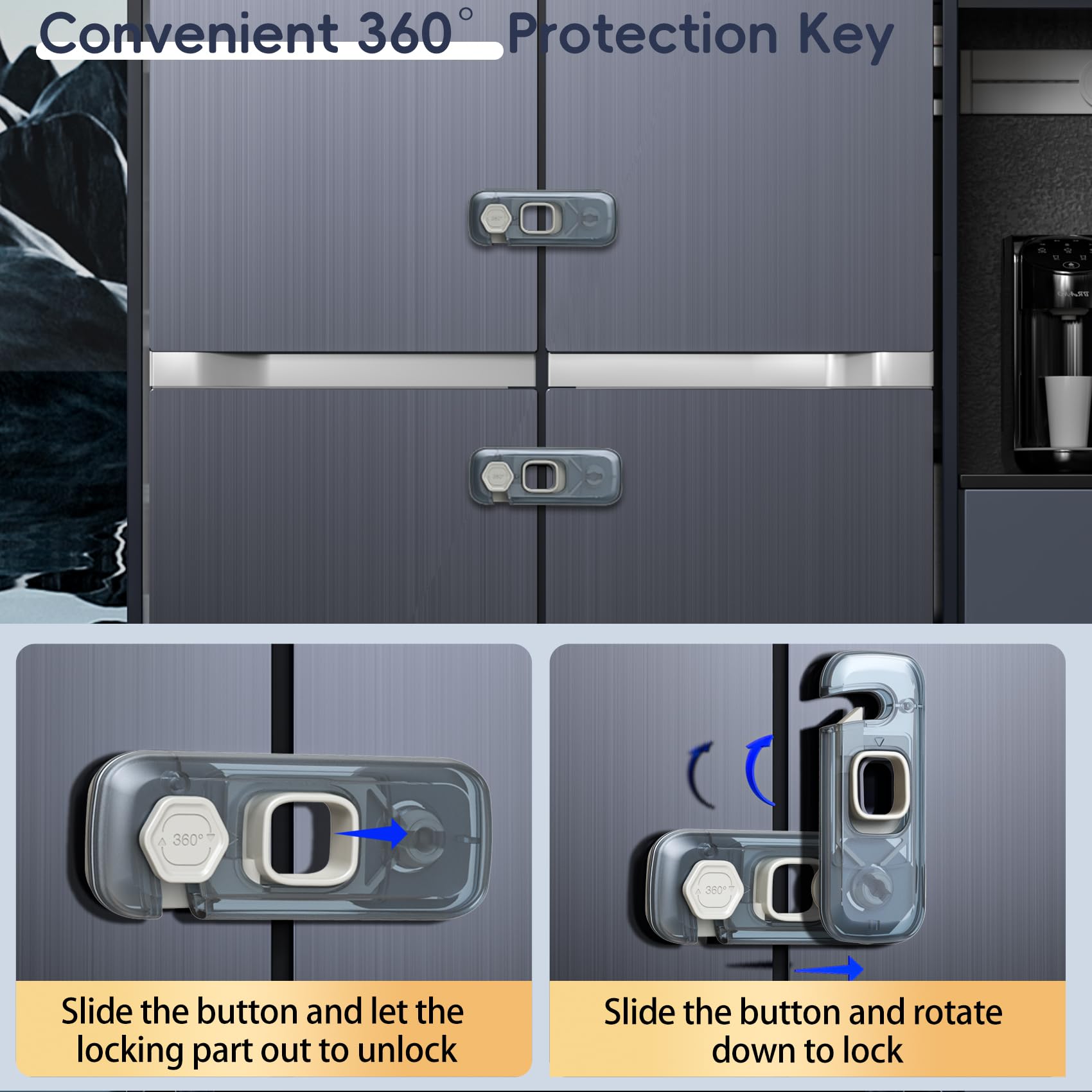 Blissleaf durable ABS material, non-toxic cabinet locks withstand playful attempts and long-term use.