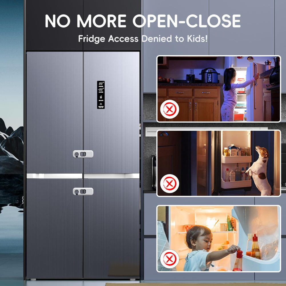 Blissleaf fridge-lock-adhesive-pads demonstrates tool-free setup with strong adhesive pads.