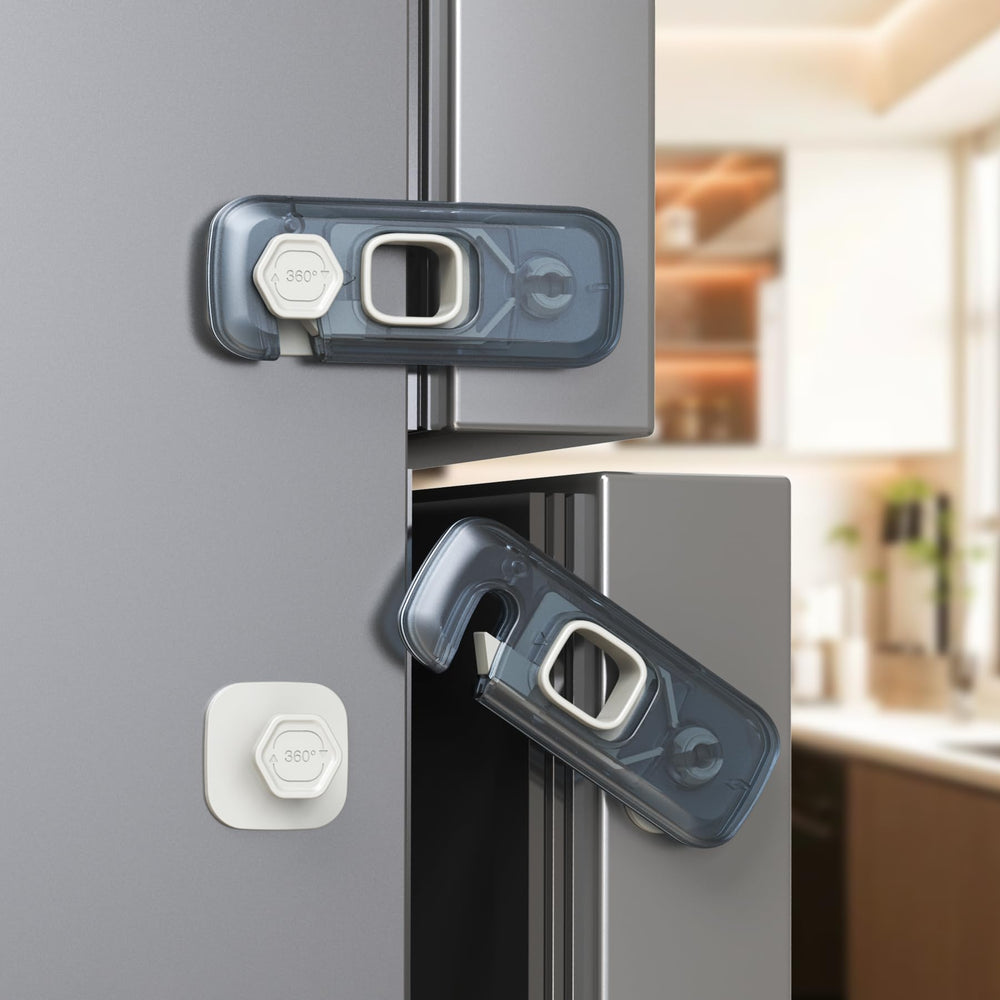 Blissleaf fridge locks 5-pack package, enhances kitchen safety by preventing curious fingers from reaching contents.