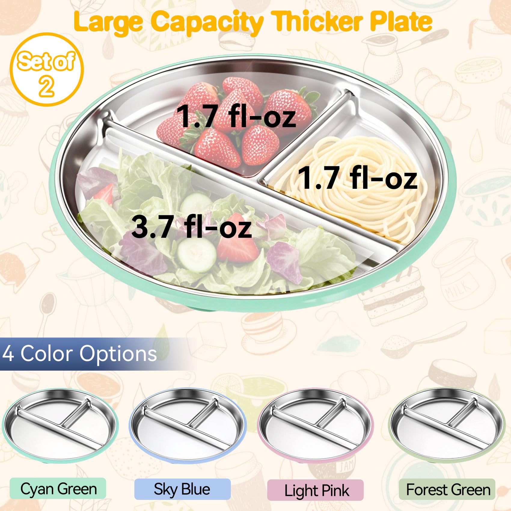 Blissleaf suction plate in cyan prevents spills during self-feeding