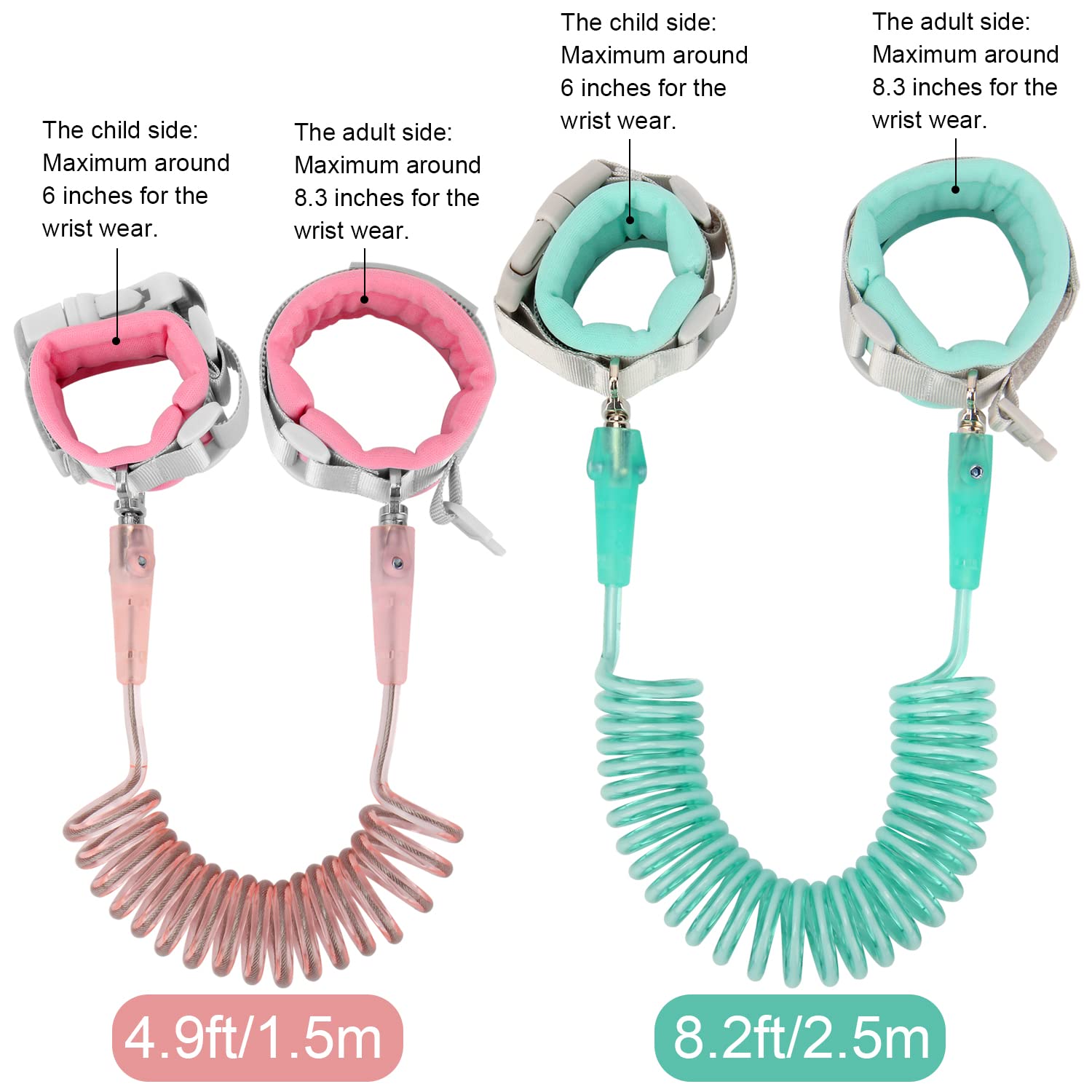 Blisstime toddler leash green strap showing adjustable length for growing children.