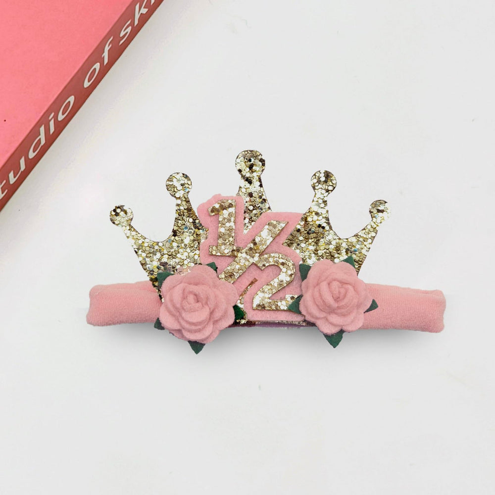 Blithween glitter-number tiara with flowers, eye-catching sparkle for special occasions.