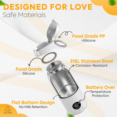 BLIVORRA portable bottle warmer 17oz capacity supports multiple feeds on the go