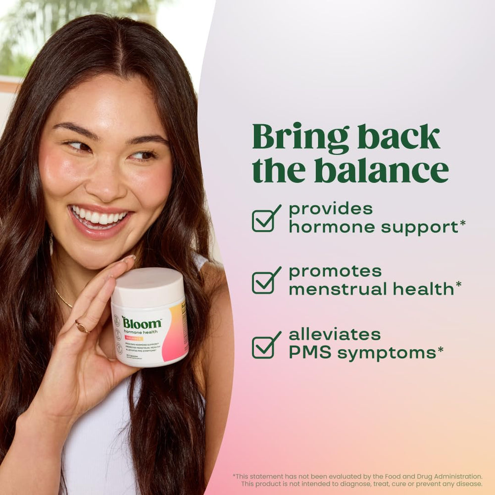 Bloom Nutrition Hormone Health bottle on shelf for daily routine support.