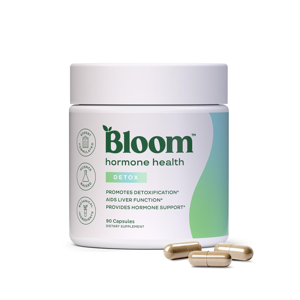 Bloom Nutrition Hormone Support bottle of capsules for women, easy daily detox ritual