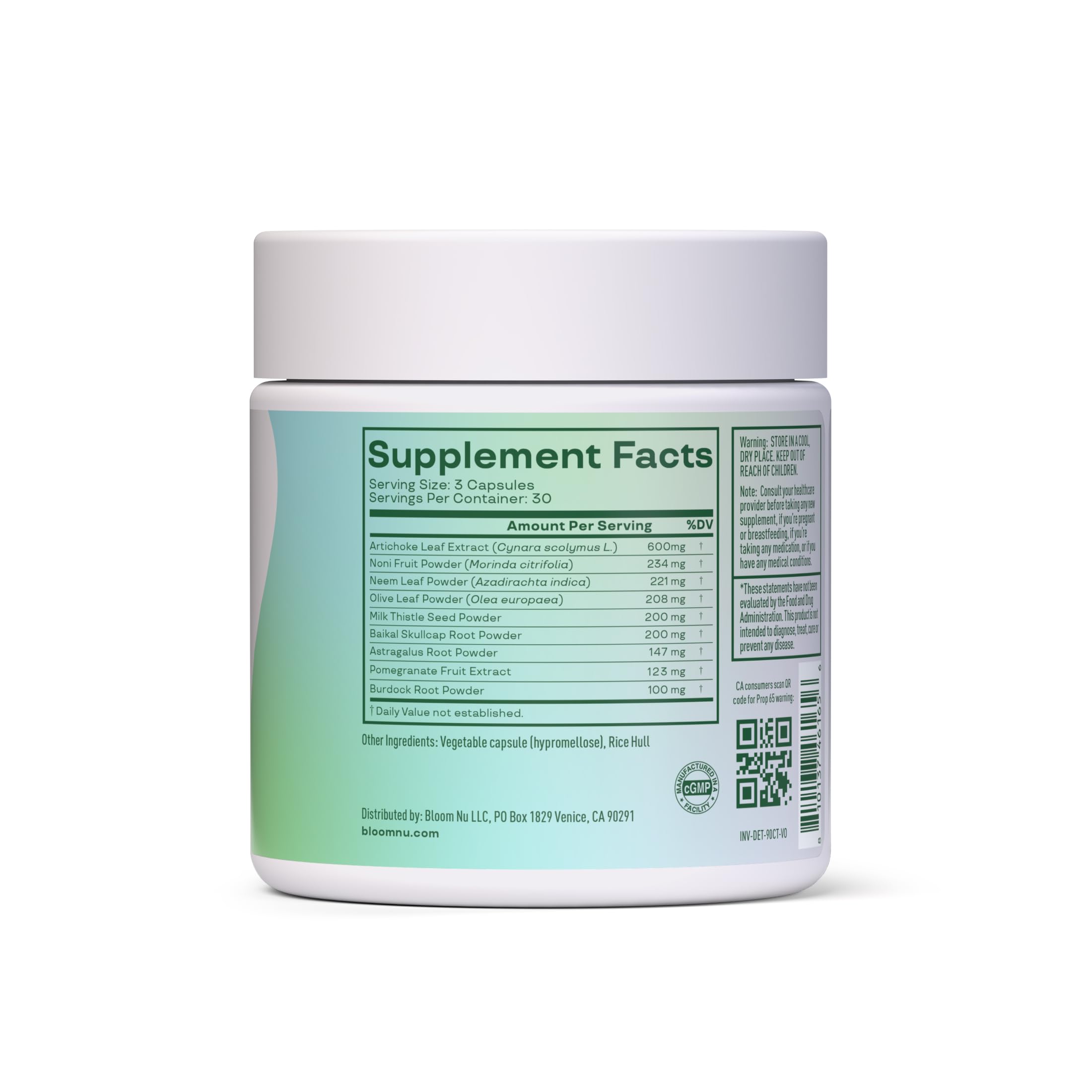 Closeup of Bloom Nutrition hormone capsules, convenient daily liver support