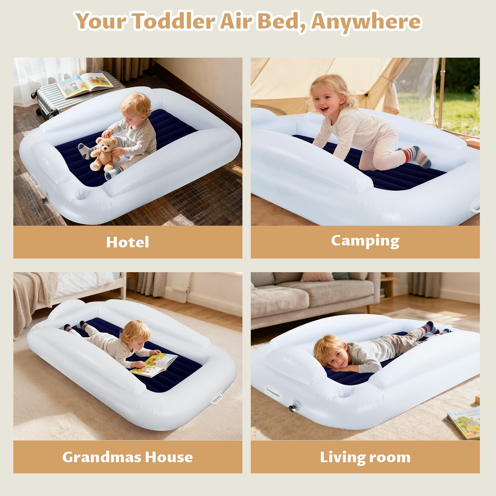 Removable mattress on Bloomoja bed allows quick cleaning after travel
