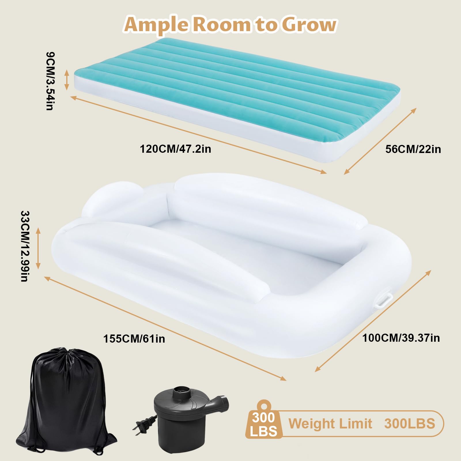 Bloomoja portable travel bed with storage bag for easy packing.