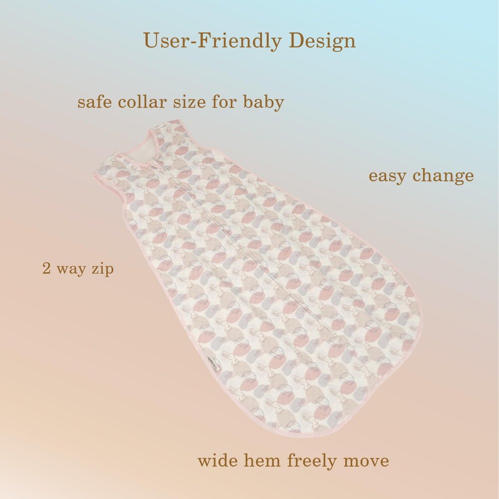 Bloomstar sleep sack in breathable cotton for all-night comfort.