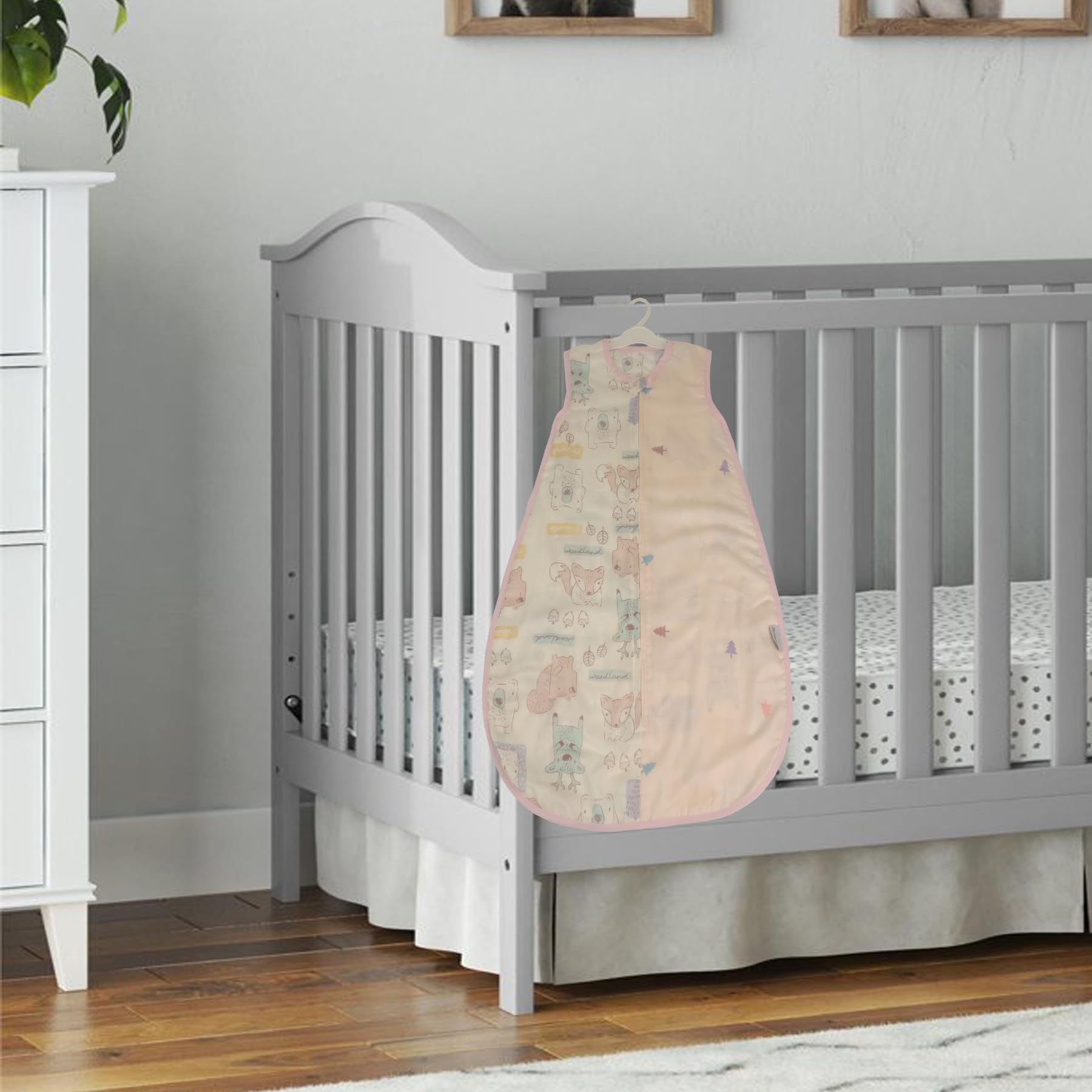 BLOOMSTAR Sleep Sack shows widened leg room for baby movement.