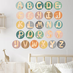 Blou' House alphabet decal with 5-inch letters brightens walls for easy letter recognition.
