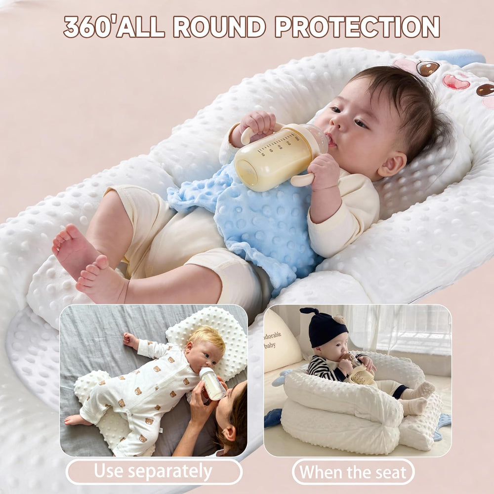 BLQCSLH portable baby lounger brown bear feeding position support for comfortable meals.