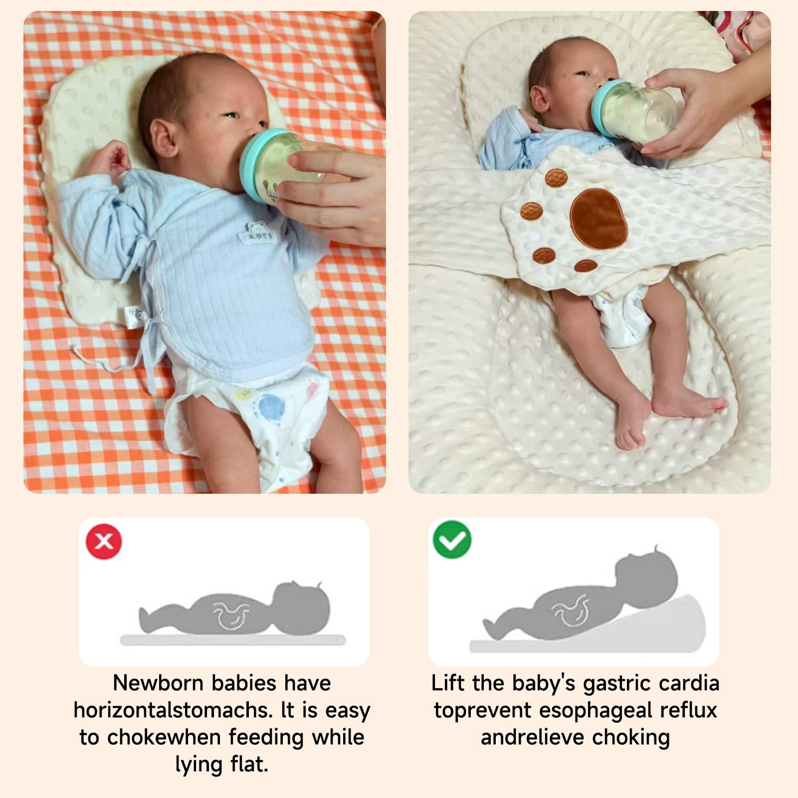 BLQCSLH portable baby lounger brown bear removable cover for easy cleaning.