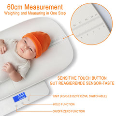 BLSFTK baby scale on the tray delivers stable readings for a wiggle-prone baby.