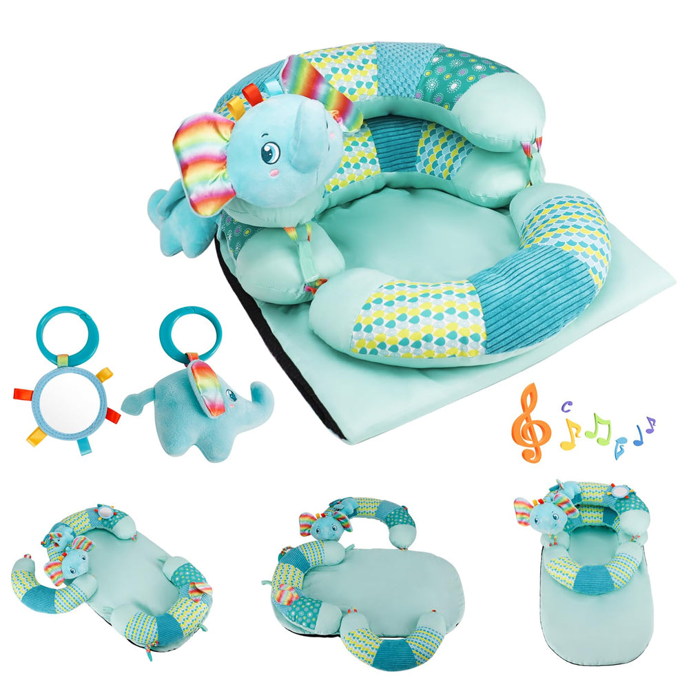 Blublu Park 3-in-1 tummy time pillow with play mat and detachable toys for infants