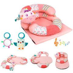 Blublu Park 3-in-1 tummy time pillow in rose supports baby’s early movement and comfort