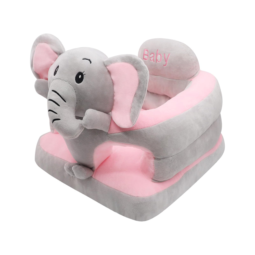 Blublu Park grey elephant baby sitting support sofa, plush fabric, gentle touch.