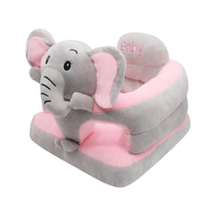 Blublu Park grey elephant baby sitting support sofa, plush fabric, gentle touch.
