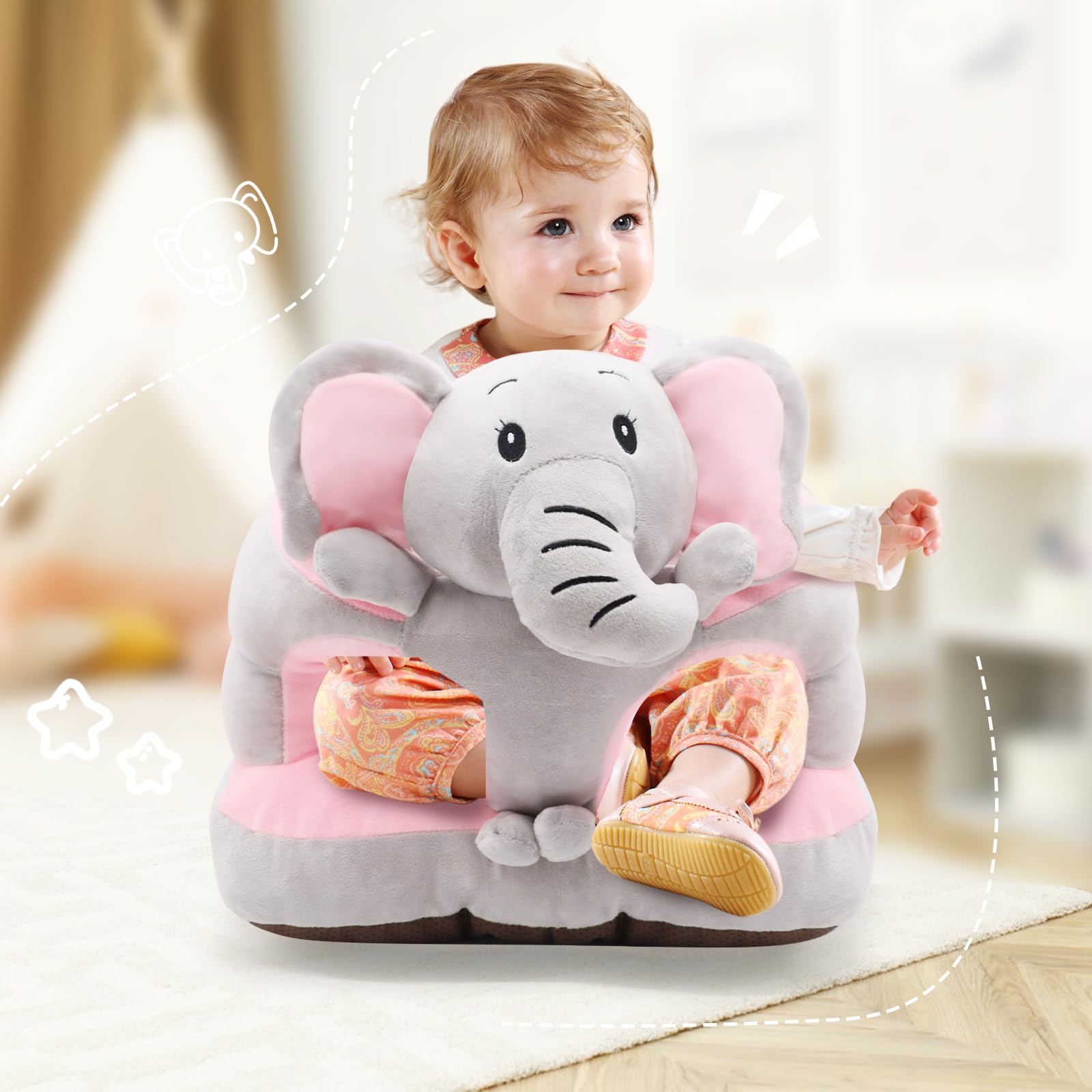 Blublu Park elephant seat with ergonomic back support for upright sitting.