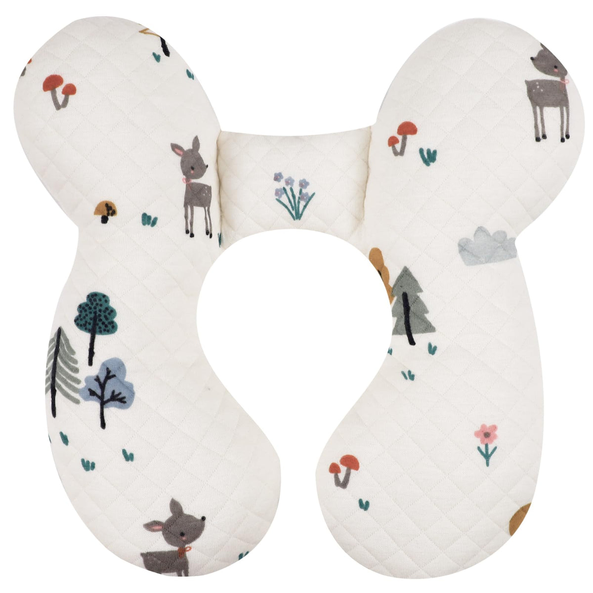 Blublu Park deer-design baby travel pillow close-up showing soft fabric for cozy travel.