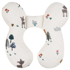 Blublu Park deer-design baby travel pillow close-up showing soft fabric for cozy travel.