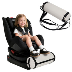 Blublu Park inflatable foot rest attached to car seat for comfy toddler travel.