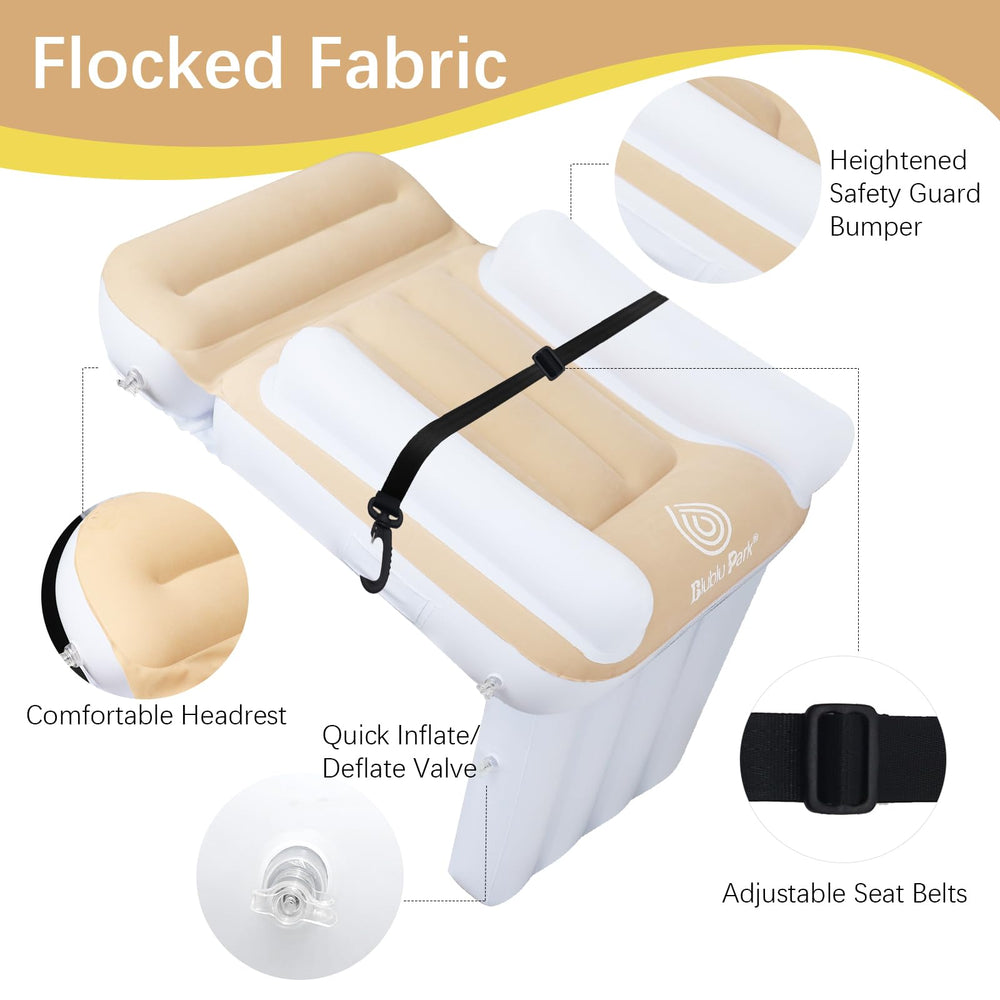 Blublu Park inflatable-toddler-bed features soft touch and waterproof surface.