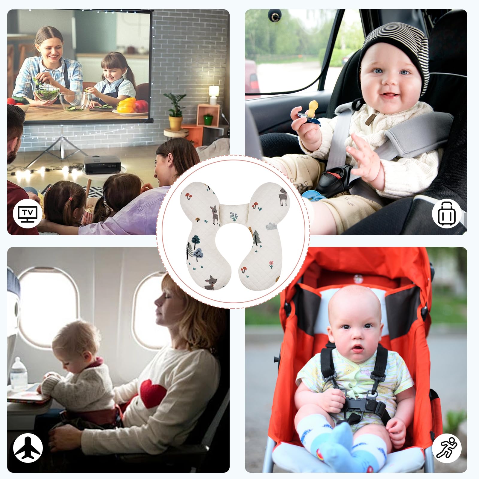 Blublu Park lightweight pillow ready for stroller and car trips.
