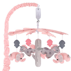 Blublu Park musical crib mobile pink woodland-animals soothe baby