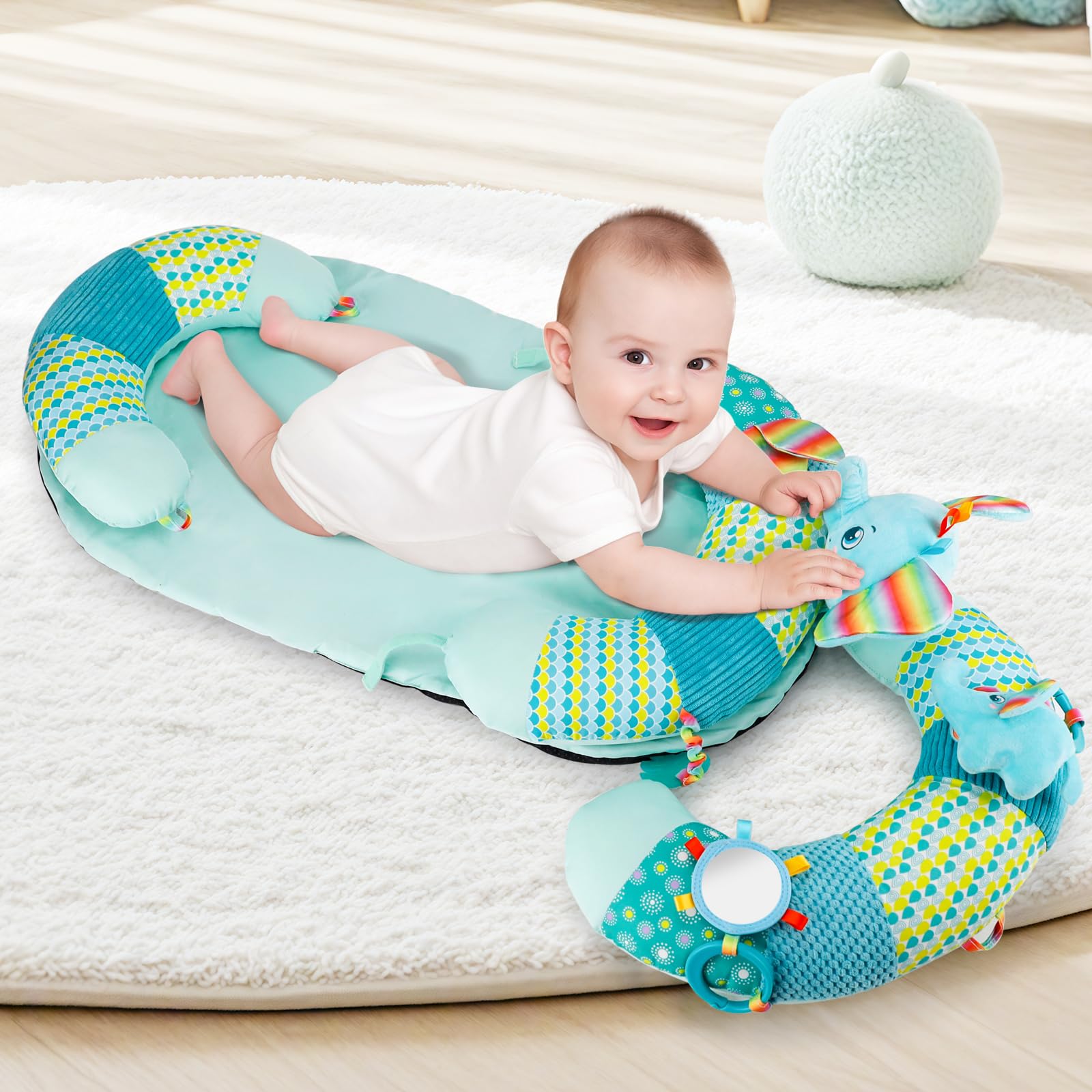 Blublu Park seated support play mat aiding upright sitting during feeding and play