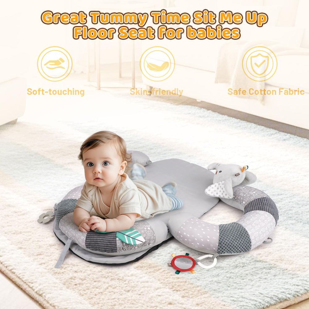 Blublu Park grey seated-support keeps baby secure during sits