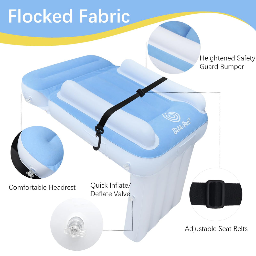 BlubluPark airplane bed sides show high walls for added child safety during flights.
