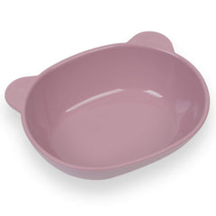 BLUE GINKGO pink bear bowl front view for independent eating