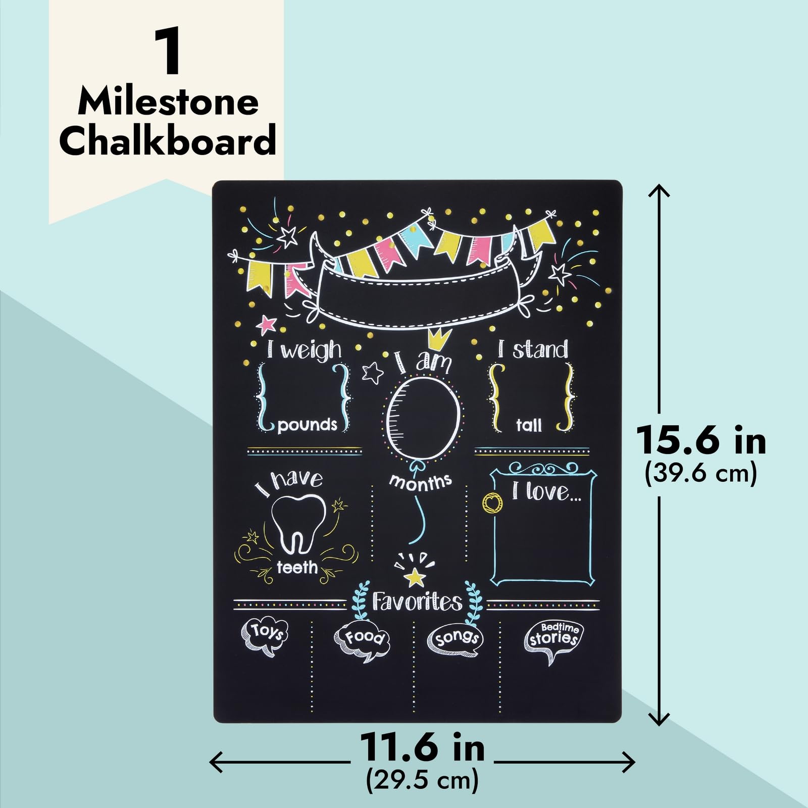 Blue Panda reusable chalk surface keeps memories bright and clean.