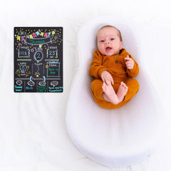 Blue Panda milestone board with name space for keepsake photos.