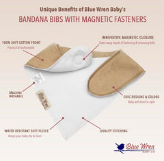 Blue Wren soft cotton front and fleece back bib for gentle absorbency.