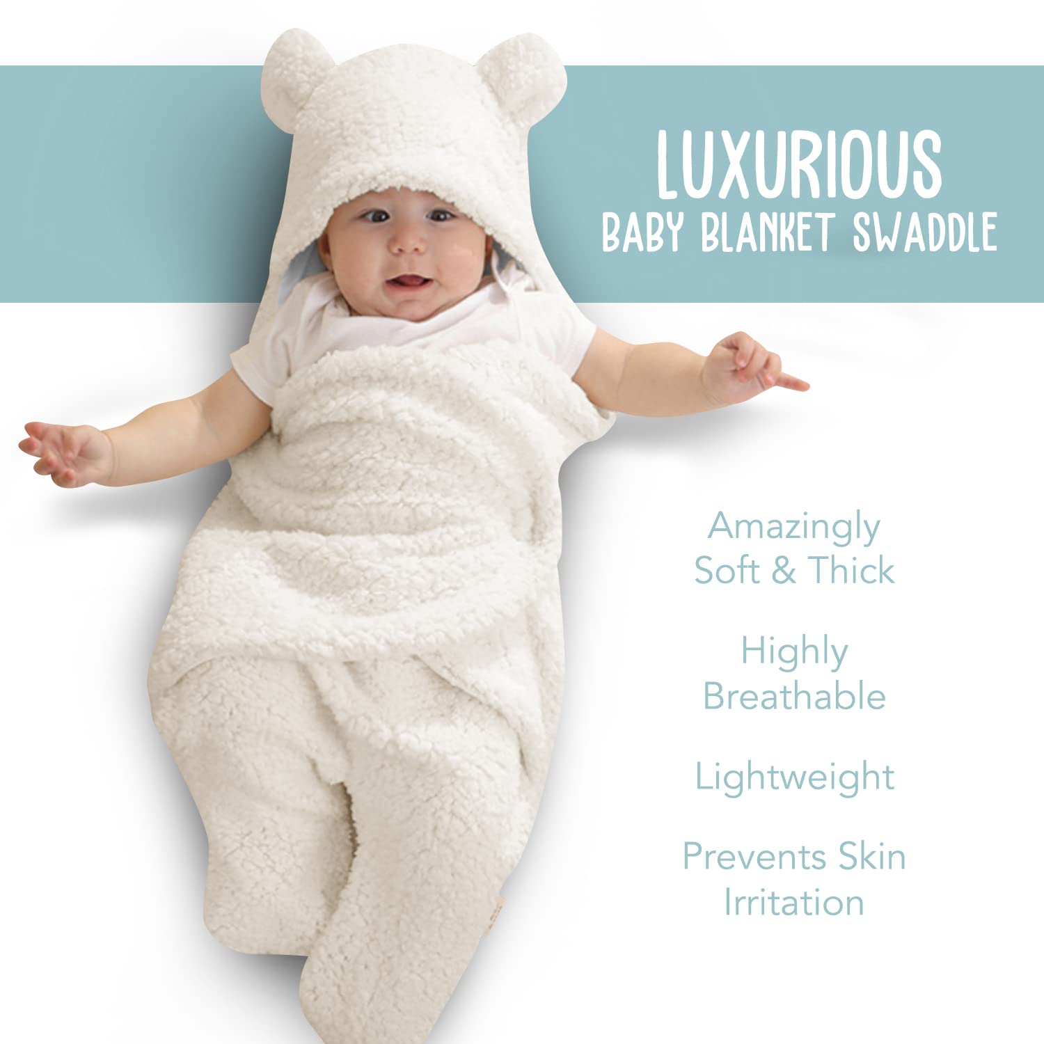 BlueMello hypoallergenic fabric for delicate skin against baby.