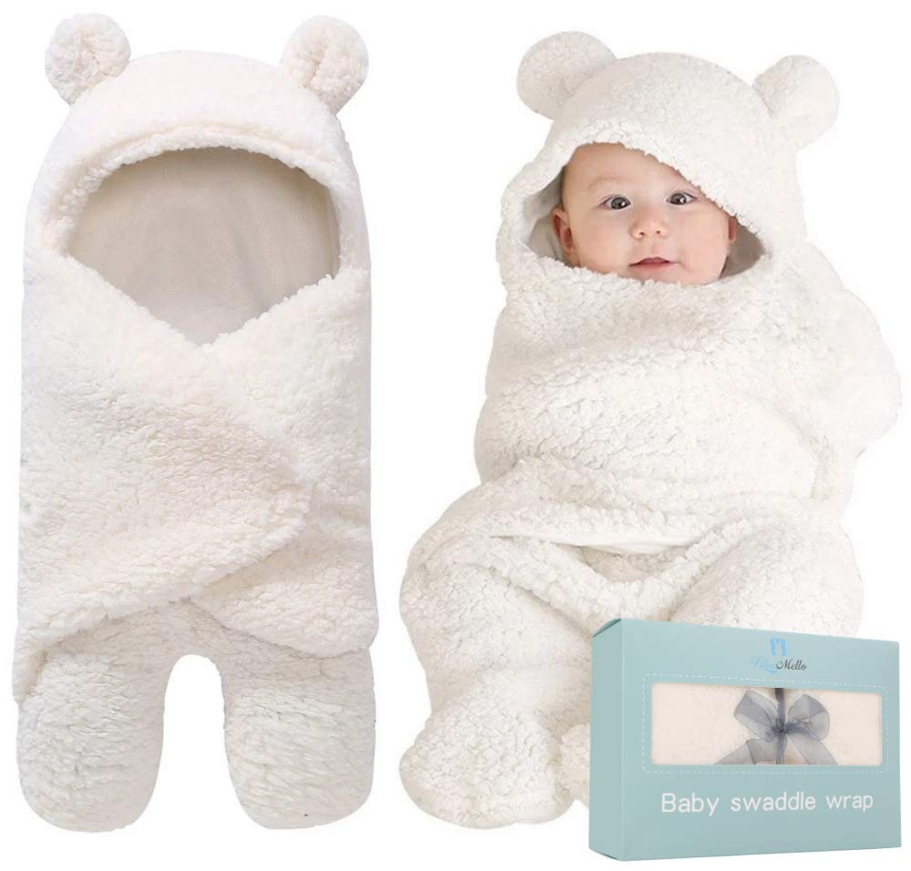 BlueMello baby swaddle blanket ultra-soft cashmere for gentle newborn comfort.