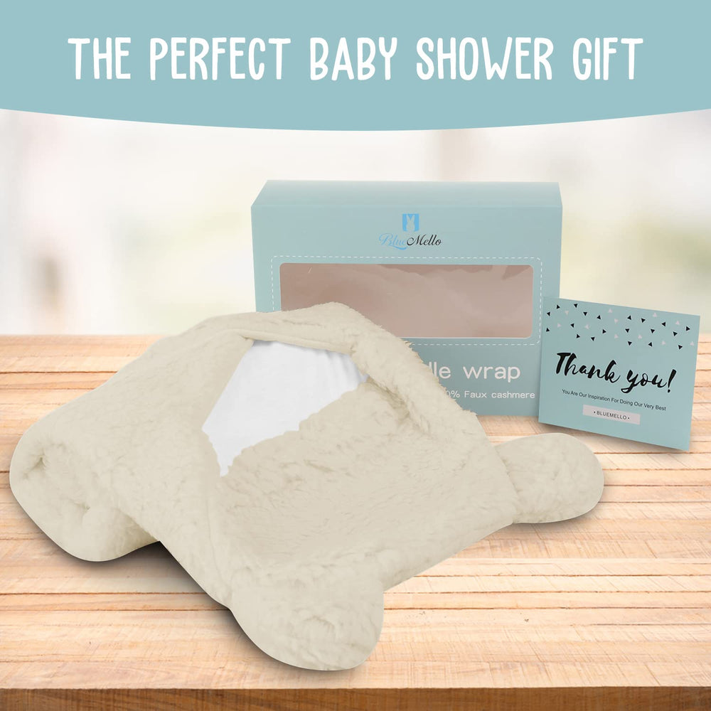 BlueMello multipurpose swaddle used as stroller and nursery blanket.