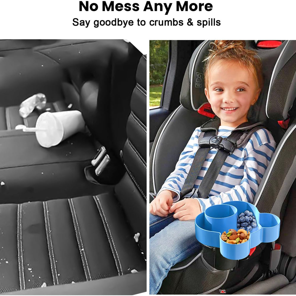 BlueOrigin travel tray being installed in a car seat for quick setup